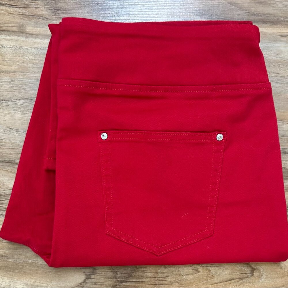 Belle by Kim Gravel Red Pull On Capri Pants 1X 16 Tall Stretch Comfort Waist - Picture 2 of 6